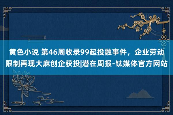 黄色小说 第46周收录99起投融事件，企业劳动限制再现大麻创企获投|潜在周报-钛媒体官方网站